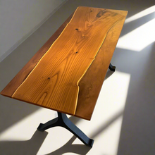 Load image into Gallery viewer, Russian Olive Live Edge and Antique Bronze Resin Cast Table