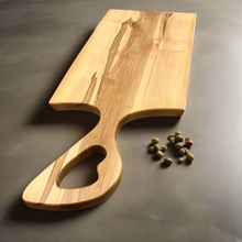 Load image into Gallery viewer, Handmade Ambrosia Maple Charcuterie Board with Organic Handle – 24” x 10”