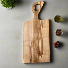 Load image into Gallery viewer, Handmade Ambrosia Maple Charcuterie Board with Organic Handle – 24” x 10”