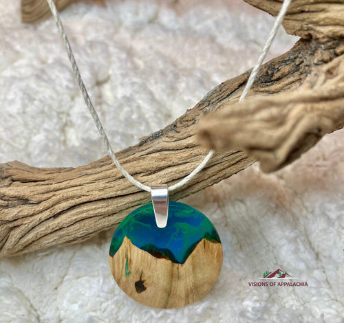 Northern Lights Maple Burl and Resin Pendant - Visions of Appalachia 